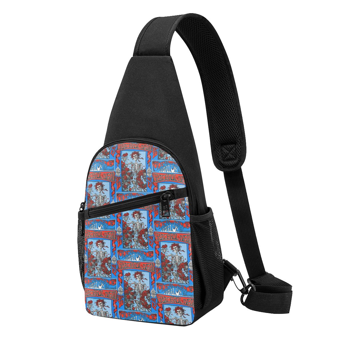 Sling Backpack Shoulder - グレイトフルデッドロックバンドチェストバッグメンズスリングクロスボディバックパックチェストバッグ旅行ハイキングデイパックショルダーバッグ