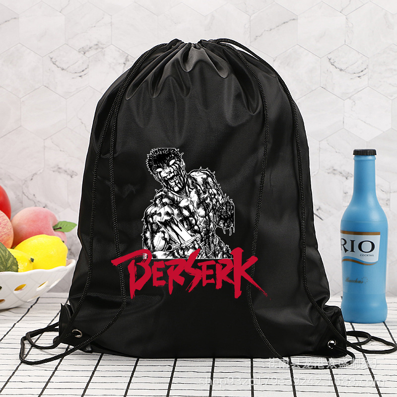 Drawstring Gym Bag - 日本アニメベルセルク巾着防水スポーツジムバッグ男性ショッピングバッグ水泳ヨガバッグポータブル整理収納バッグ