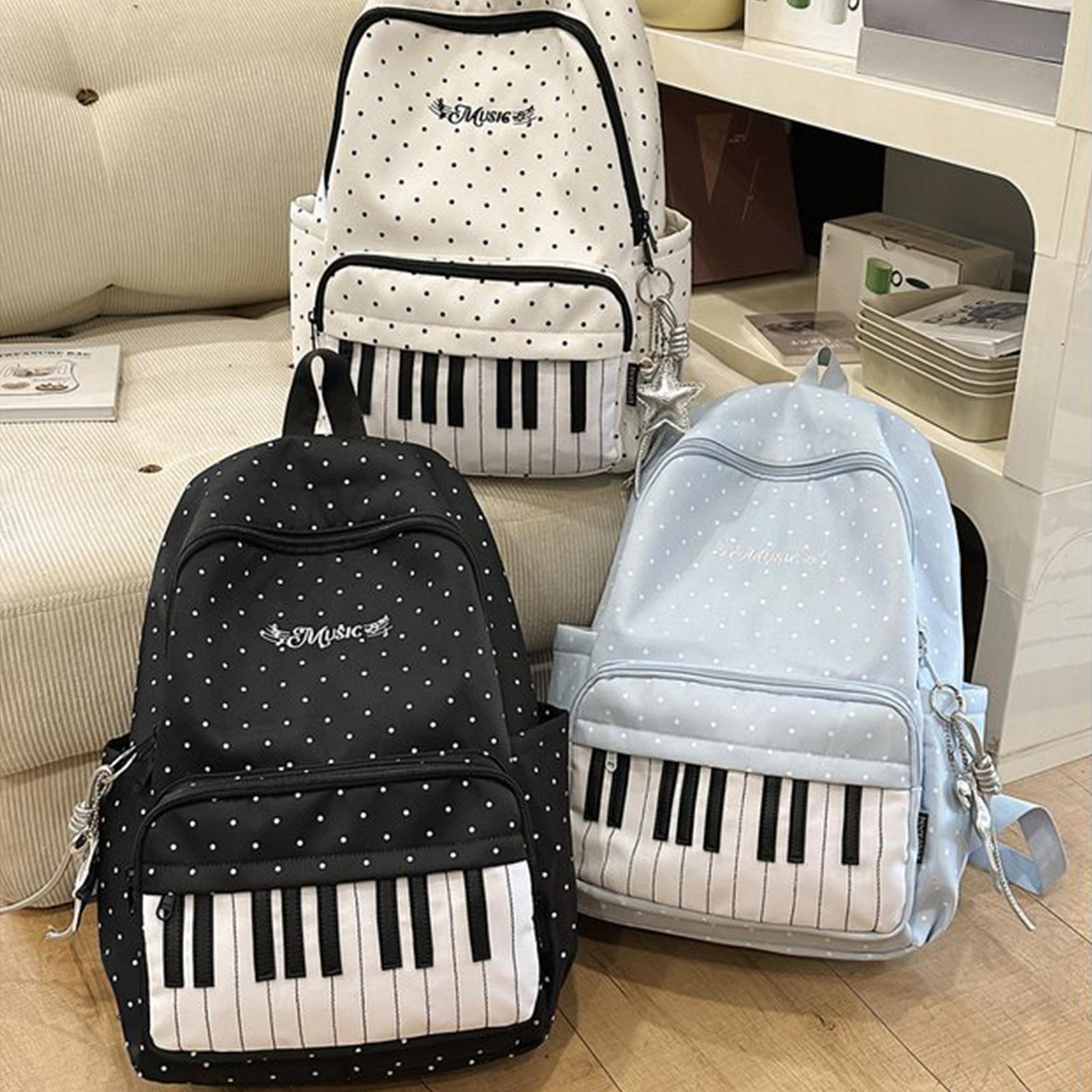 Fashion Backpack Women - トラベルバックパック ピアノ柄 大容量ブックバッグ 軽量トラベルバックパック ノートパソコン ハイキング
