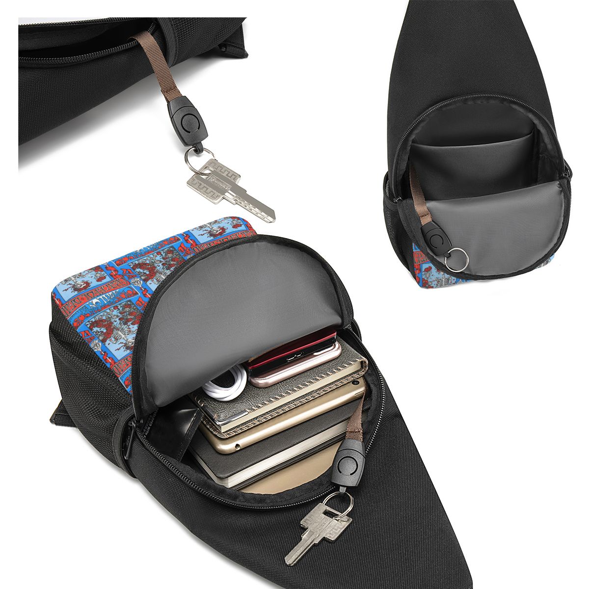 グレイトフルデッドロックバンドチェストバッグメンズスリングク - Sling Backpack Shoulder のレビューと価格
