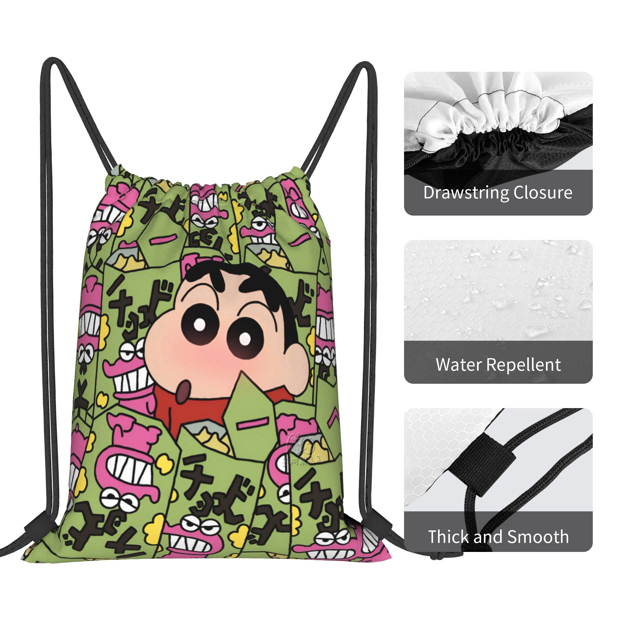 カスタムクレヨンシンズチャンズ巾着バッグ男性女性ポータブルジ - Drawstring Gym Bag のレビューと価格