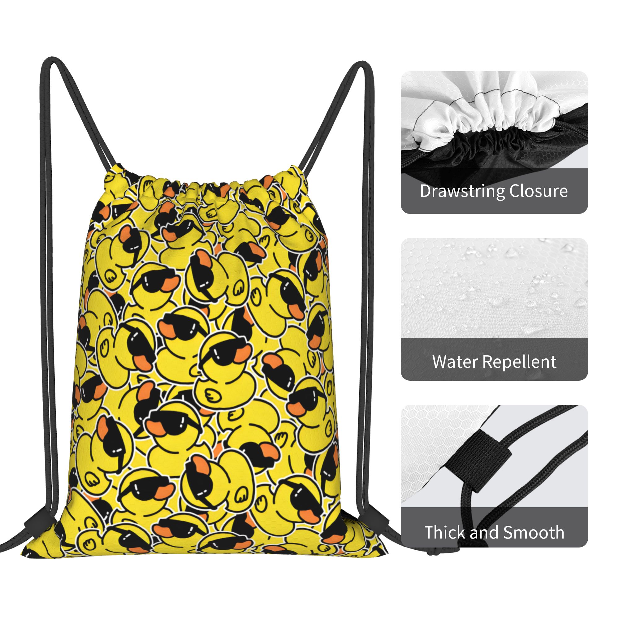 カスタムラバーダックサングラスシャワーバス漫画柄巾着バックパ - Drawstring Gym Bag のレビューと価格